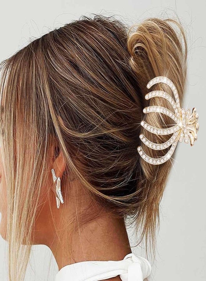 CAKURE Rhinestone Claw Clips Gold Sparkly Hair Clips Pumpkin Hair Claws for Thick Hair Fancy Hair Accessories for Women (Pack of 2) - Image 5